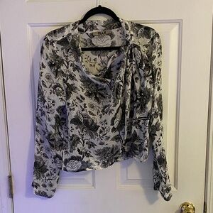 Flax Wrap black and white Floral blouse